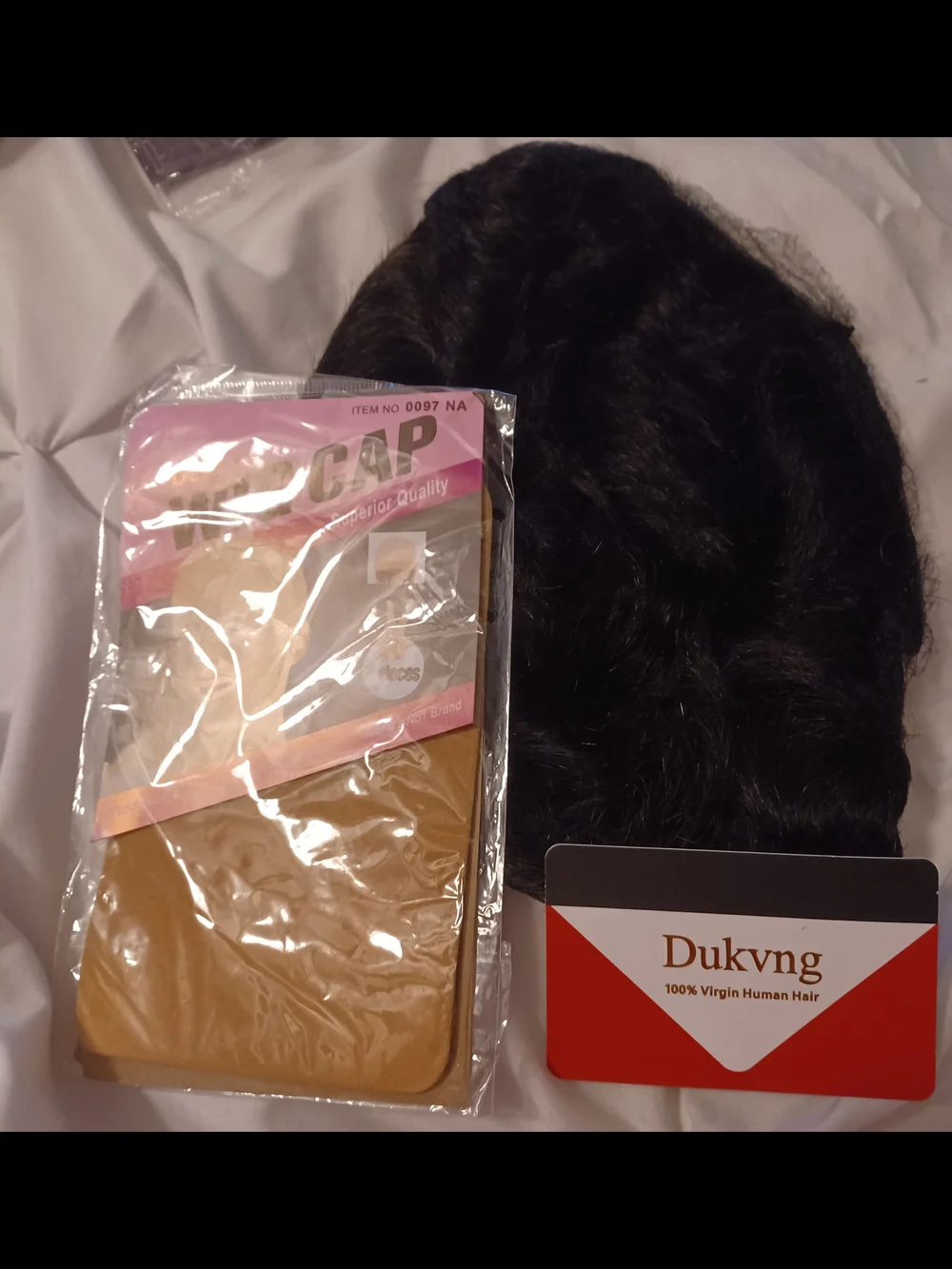 Black 100% Virgin Human Hair Wig Cap Bundle